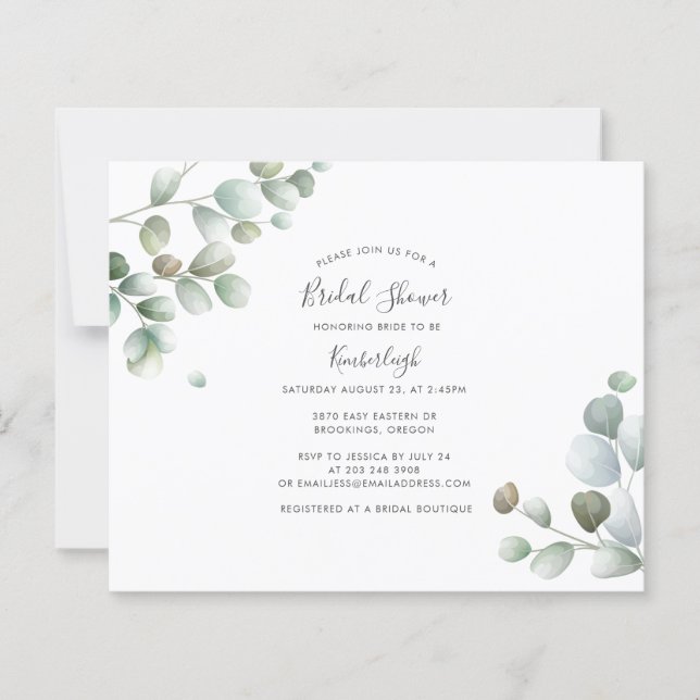 Papier BUDGET Eucalyptus Invitation Fête des mariées vert (Devant)