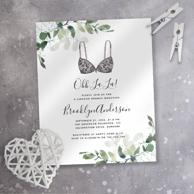 Papier BUDGET Eucalyptus Lingerie Douche Invitation (Créateur téléchargé)