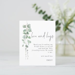 Papier Budget Eucalyptus Love Hugs Fête des mariées Merci