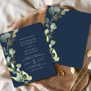 Papier Budget Eucalyptus Mariage bleu de la marine