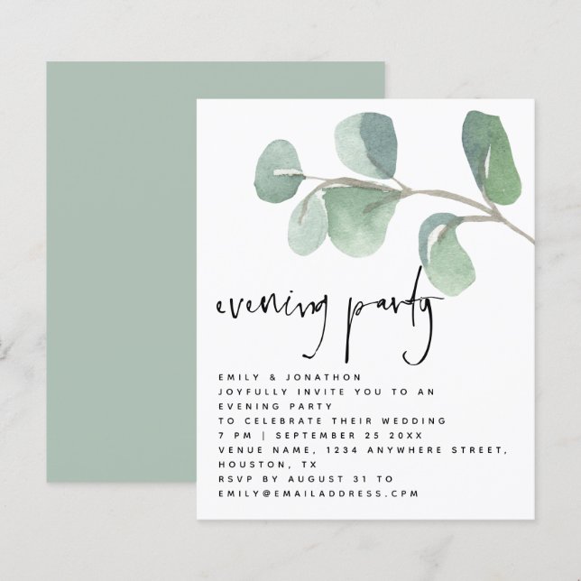 Papier BUDGET Eucalyptus Mariage de soirée (Devant / Derrière)