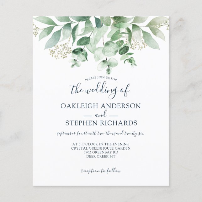 Papier Budget Eucalyptus Mariage de verdure (Devant)