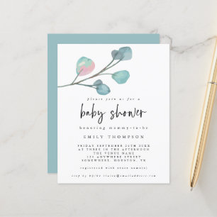 Papier Budget Eucalyptus Moderne Baby shower Invitation