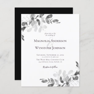 Papier Budget Eucalyptus Monochrome Faire-part de mariage