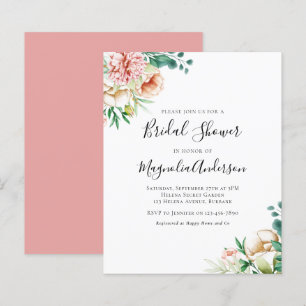 Papier Budget Eucalyptus Peony Invitation à la douche nup