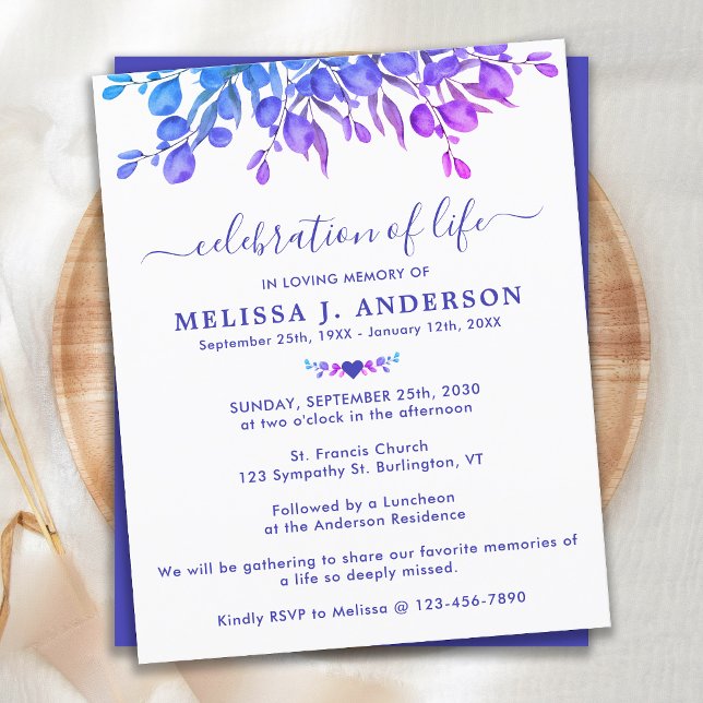 Papier Budget Eucalyptus Purple Célébration De La Vie Inv (Créateur téléchargé)