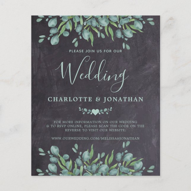 Papier Budget Eucalyptus Rustic QR Code Mariage Invitatio (Devant)