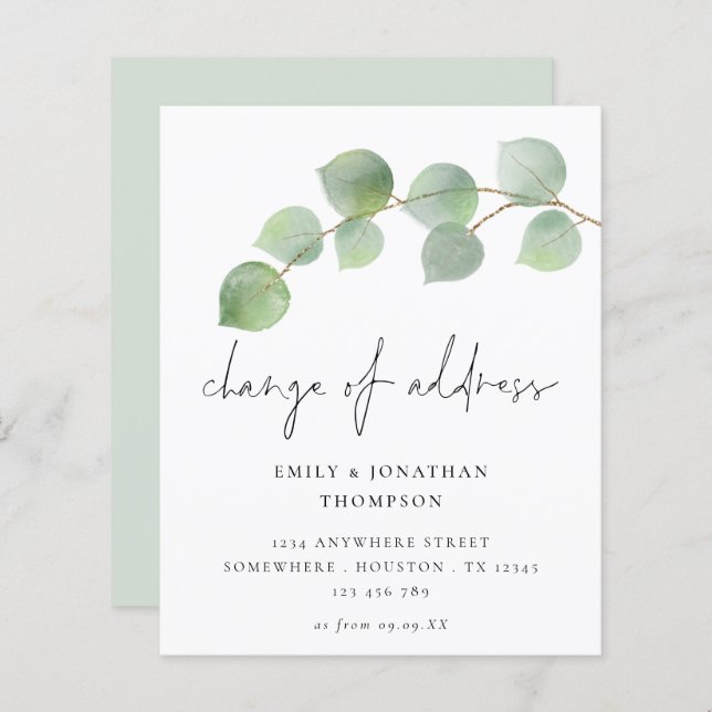 Papier Budget Eucalyptus Script Changement d'adresse (Devant / Derrière)