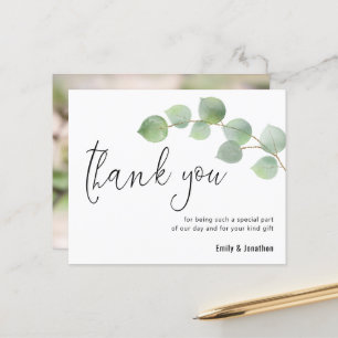 Papier Budget Eucalyptus Script Mariage photo Merci