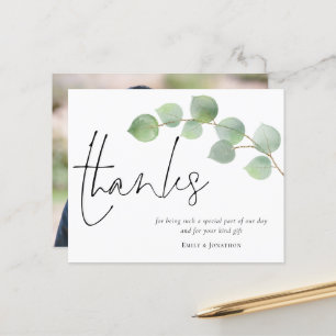 Papier Budget Eucalyptus Script Mariage photo Merci