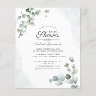 Papier Budget Eucalyptus Script nuptiale de douche Invita