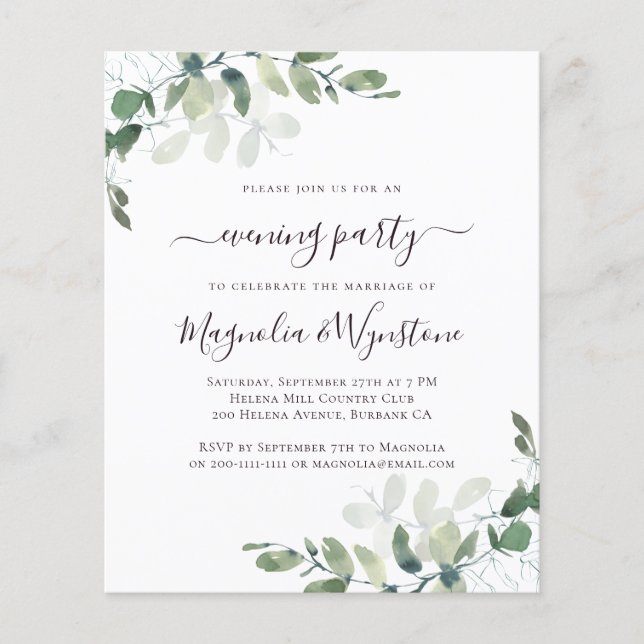 Papier BUDGET Eucalyptus Soirée d'invitation (Devant)