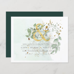 Papier BUDGET Eucalyptus Verdure Or Mariage QR CODE IN