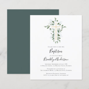 Papier Budget Eucalyptus Vert Baptême Invitation