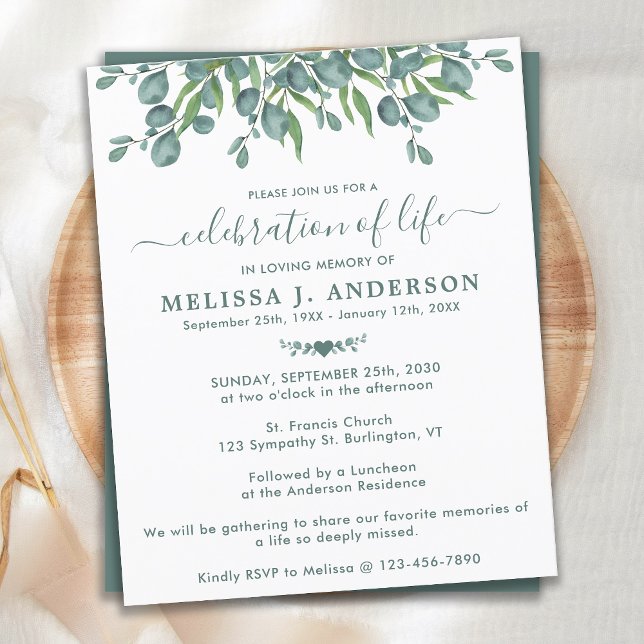 Papier Budget Eucalyptus Vert Célébration De La Vie (Créateur téléchargé)