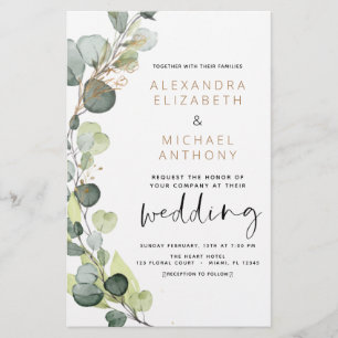 Papier Budget Eucalyptus Vert Mariage Invitations