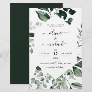 Papier Budget Eucalyptus Vert Mariage Invitations