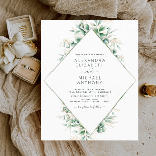 Papier Budget Eucalyptus Vert Mariage Invitations