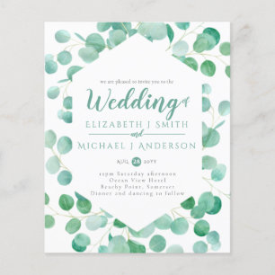 Papier Budget Eucalyptus Vert Mariage Invitations