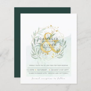 Papier Budget Eucalyptus Vert Mariage QR CODE Invitation