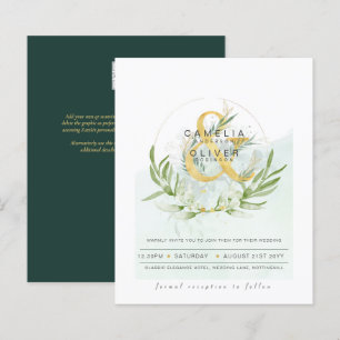 Papier Budget Eucalyptus Vert Mariage QR CODE Invitation