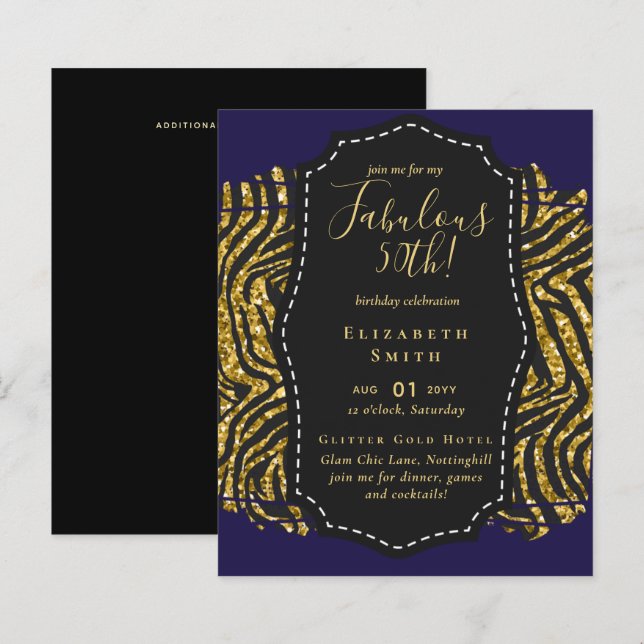 Papier BUDGET Fabuleux 50e anniversaire Glam Chick Invite (Devant / Derrière)