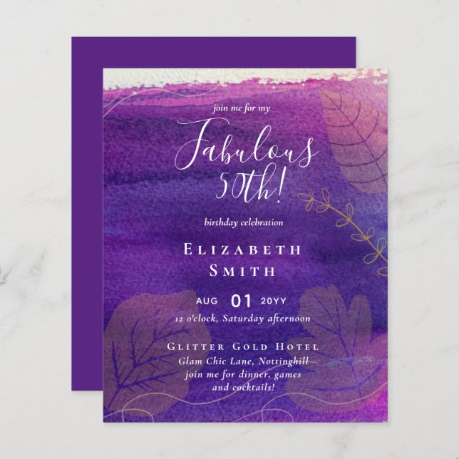 Papier BUDGET Fabuleux 50e anniversaire Glam Chick Invite (Devant / Derrière)