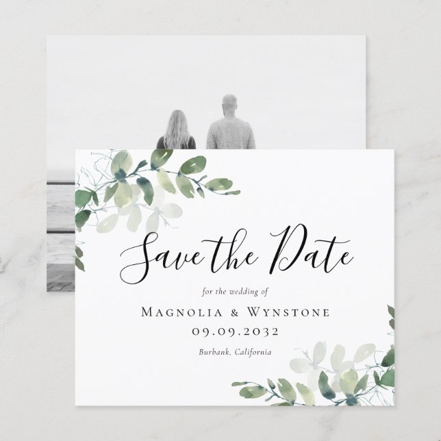 Papier BUDGET Faire-part de mariage à l'aquarelle sur l'e (Devant / Derrière)