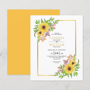 Papier BUDGET faire-part de mariage de tournesols