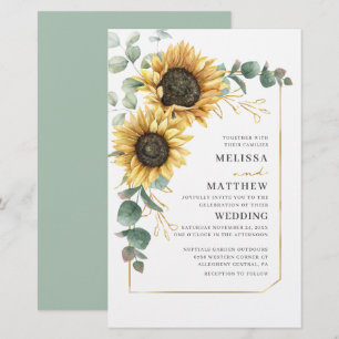 Papier Budget Faire-part de mariage floral de tournesol