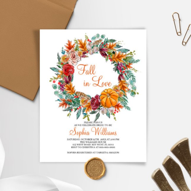 Papier Budget Fall in Love Bridal Shower Invitation (Créateur téléchargé)
