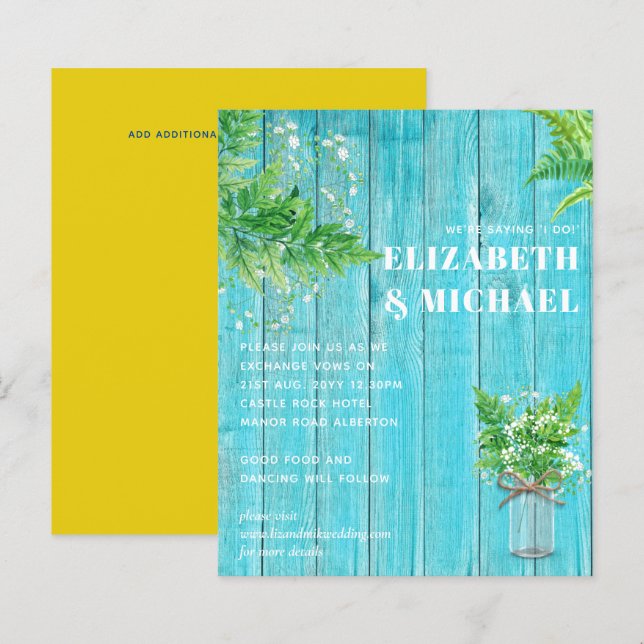 Papier BUDGET Fern Vert Mariage Invitation (Devant / Derrière)