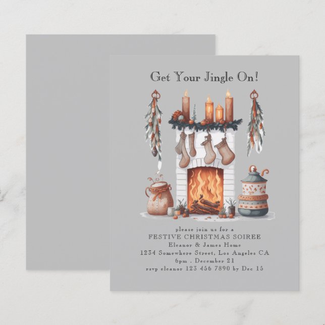 Papier Budget Festive foyer Noël Invitation de fête (Devant / Derrière)