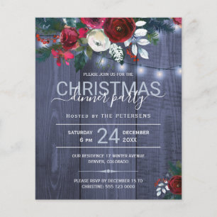 Papier Budget fête de Noël invitation florale rustique