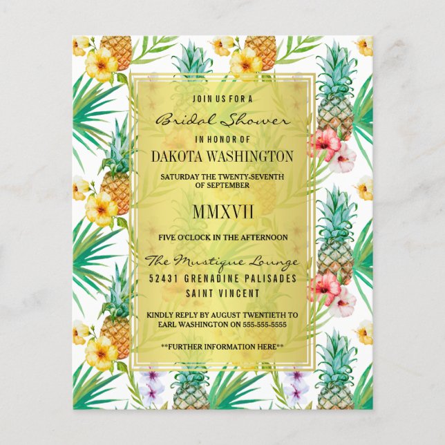 Papier Budget Fête des mariées d'ananas et d'hibiscus tro (Devant)