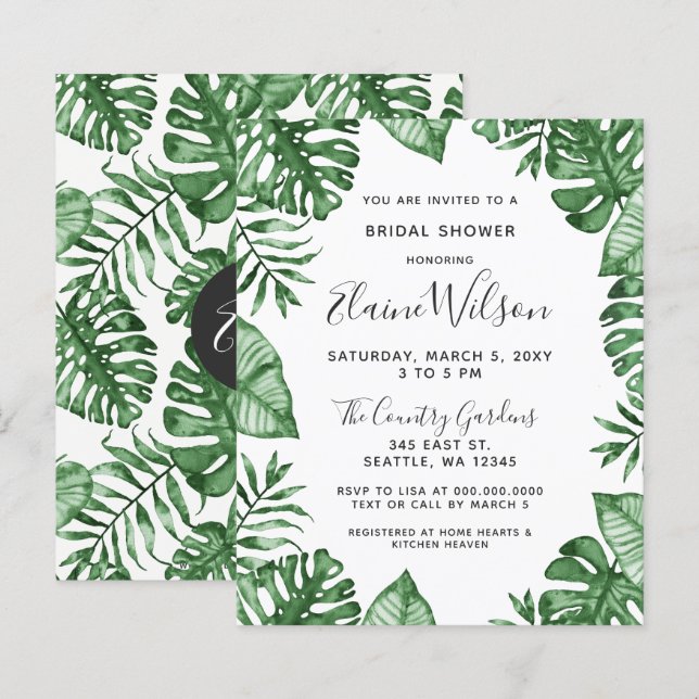 Papier Budget Fête des mariées de verdure tropicale (Devant / Derrière)