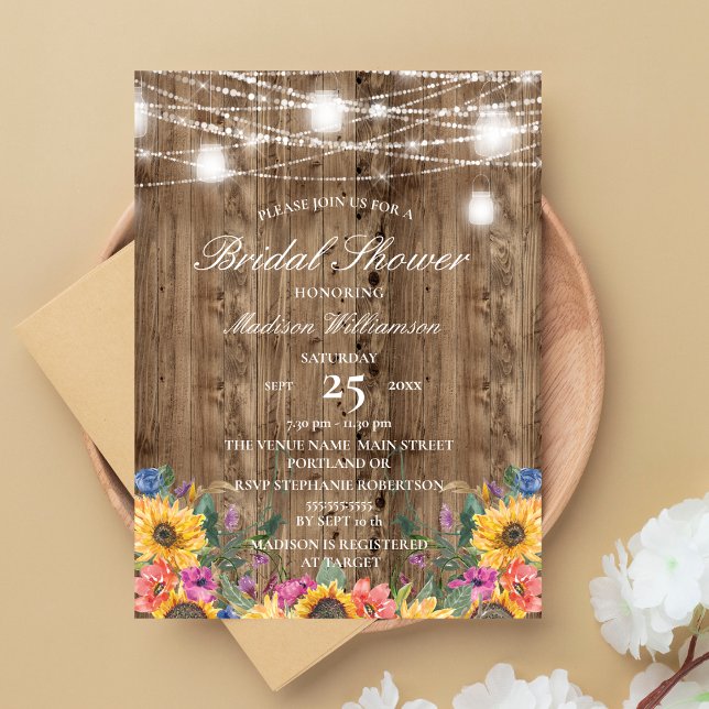 Papier Budget Fête des mariées en bois et tournesol (Créateur téléchargé)
