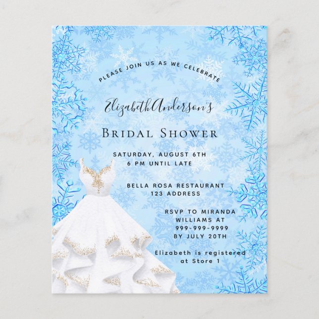 Papier Budget Fête des mariées hiver merveilleuse invitat (Devant)