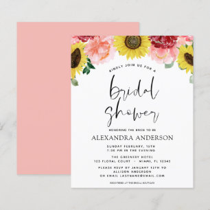 Papier Budget Fête des mariées tournesol Invitations flor