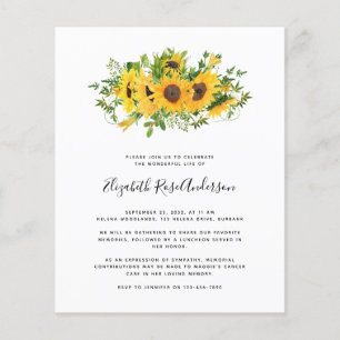 Papier Budget Fête du tournesol de la vie Invitation
