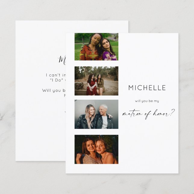 Papier Budget Filmstrip Be My Matron of Honor Multi Photo (Devant / Derrière)