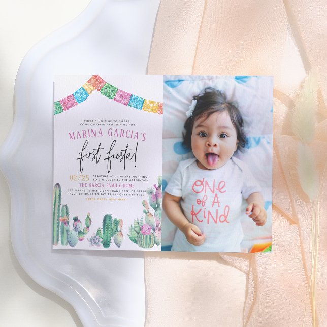 Papier Budget First Fiesta Cute Girl Anniversaire Photo (Créateur téléchargé)