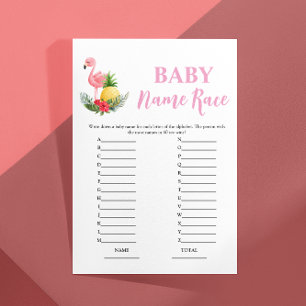 Papier Budget Flamant rose Baby Name Race Baby shower Jeu