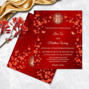 Papier BUDGET Fleur de cerisier rouge   Mariage chinois