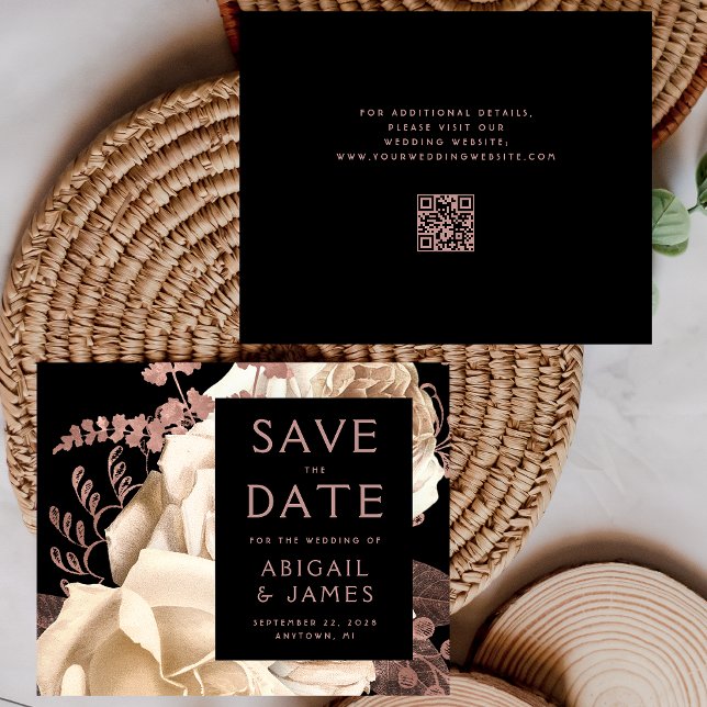 Papier Budget Fleur Rose Violet Or Code QR Enregistrer la (Créateur téléchargé)