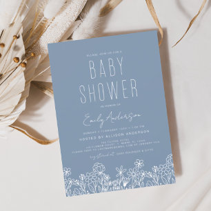 Papier Budget Fleur sauvage Boho Baby shower Dusty Blue