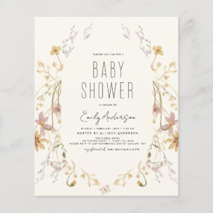 Papier Budget Fleur sauvage Boho Baby shower Élégant mode
