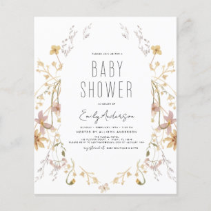 Papier Budget Fleur sauvage Boho Baby shower Élégant mode