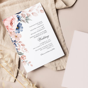 Papier Budget Fleurs Bleu Poussiéreux Rose Aquarelle Mari