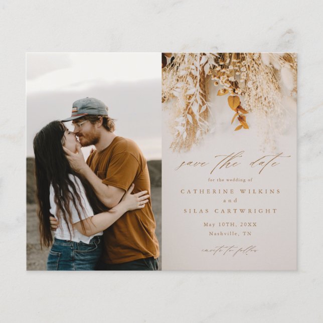 Papier Budget Fleurs Boho Photo Mariage Enregistrer La Da (Devant)